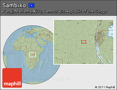 Savanna Style Location Map of Sambiko, hill shading