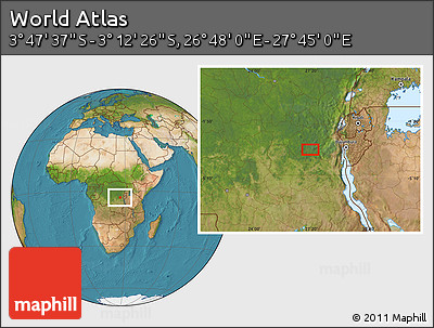 Satellite Location Map of the Area around 3° 30' 2" S, 27° 16' 29" E