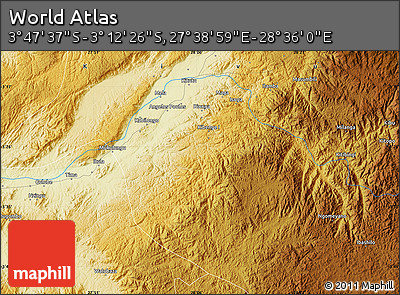 Physical Map of the Area around 3° 30' 2" S, 28° 7' 30" E