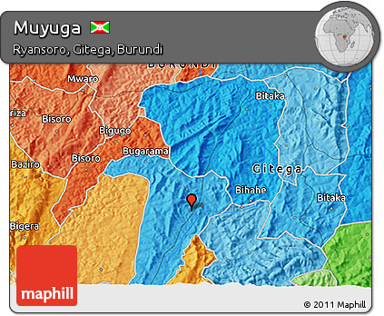 Political 3D Map of Muyuga