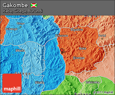 Political 3D Map of Gakombe