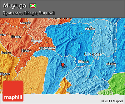 Political 3D Map of Muyuga