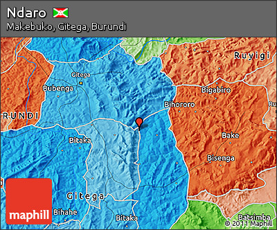 Political 3D Map of Ndaro