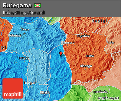 Political 3D Map of Rutegama