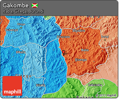 Political 3D Map of Gakombe