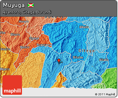 Political 3D Map of Muyuga