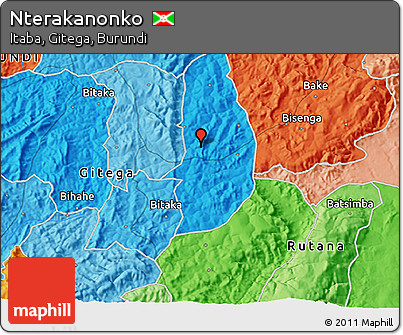 Political 3D Map of Nterakanonko