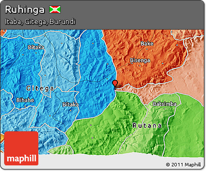 Political 3D Map of Ruhinga