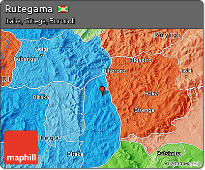 Political 3D Map of Rutegama
