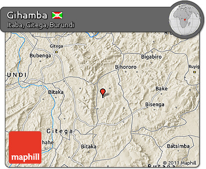 Shaded Relief 3D Map of Gihamba