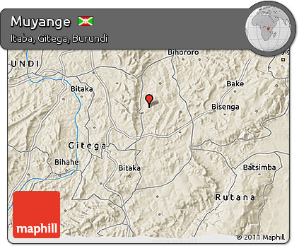 Shaded Relief 3D Map of Muyange