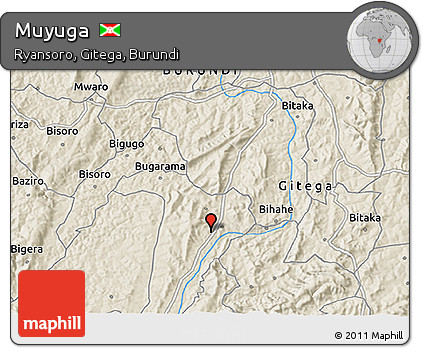 Shaded Relief 3D Map of Muyuga