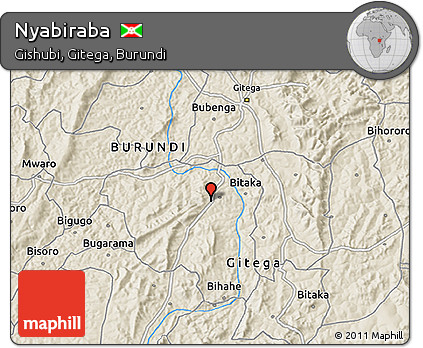 Shaded Relief 3D Map of Nyabiraba