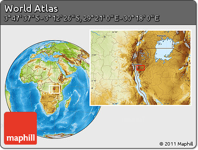 Physical Location Map of the Area around 3° 30' 2" S, 29° 49' 30" E