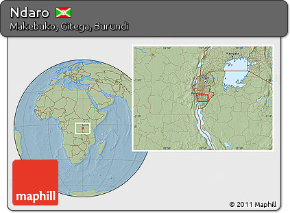 Savanna Style Location Map of Ndaro, hill shading