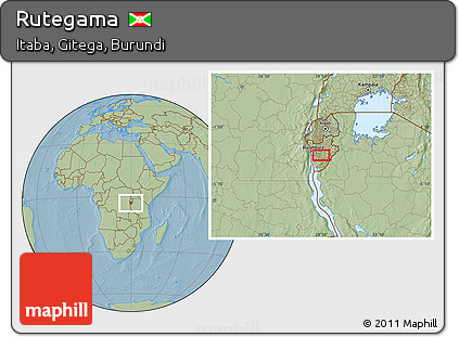 Savanna Style Location Map of Rutegama, hill shading