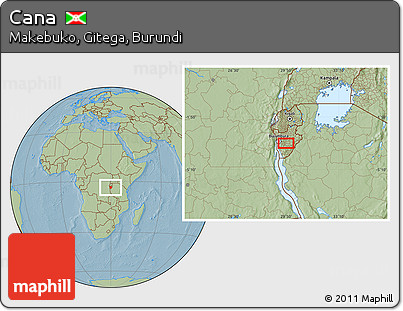 Savanna Style Location Map of Cana, hill shading