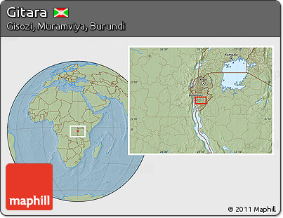Savanna Style Location Map of Gitara, hill shading