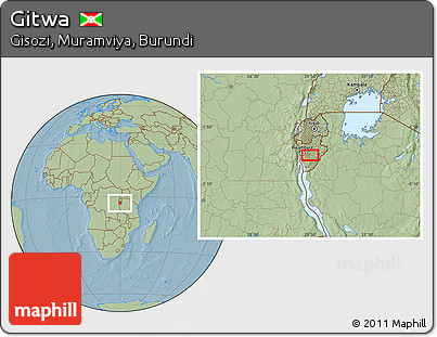 Savanna Style Location Map of Gitwa, hill shading