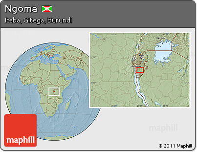 Savanna Style Location Map of Ngoma, hill shading