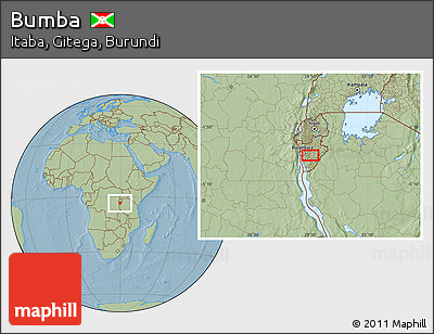 Savanna Style Location Map of Bumba, hill shading