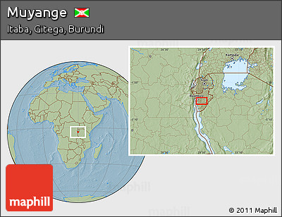 Savanna Style Location Map of Muyange, hill shading