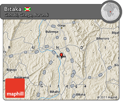 Shaded Relief Map of Bitaka