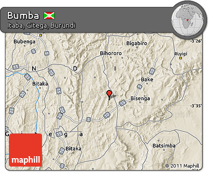 Shaded Relief Map of Bumba