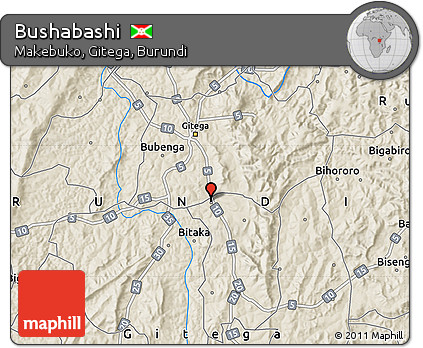 Shaded Relief Map of Bushabashi