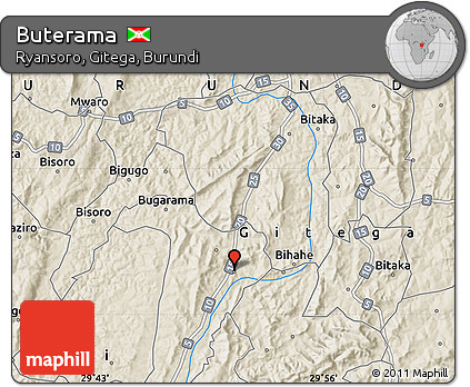 Shaded Relief Map of Buterama