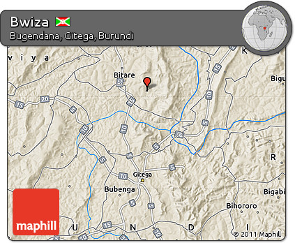 Shaded Relief Map of Bwiza
