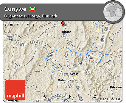 Shaded Relief Map of Cunywe