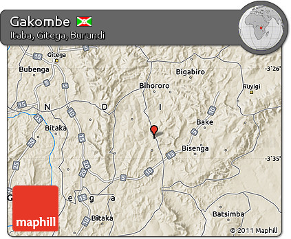 Shaded Relief Map of Gakombe