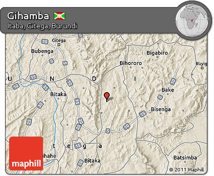 Shaded Relief Map of Gihamba