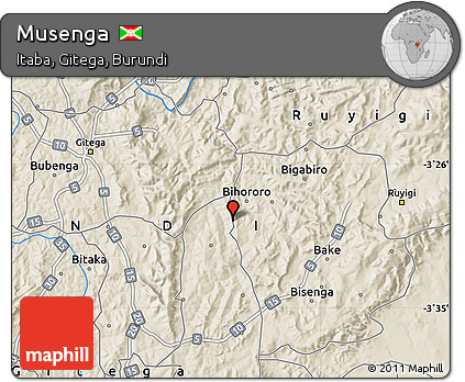 Shaded Relief Map of Musenga