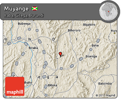 Shaded Relief Map of Muyange