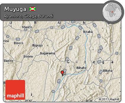 Shaded Relief Map of Muyuga