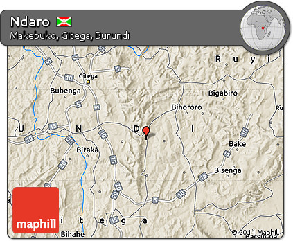 Shaded Relief Map of Ndaro