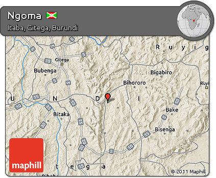Shaded Relief Map of Ngoma