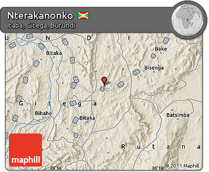Shaded Relief Map of Nterakanonko