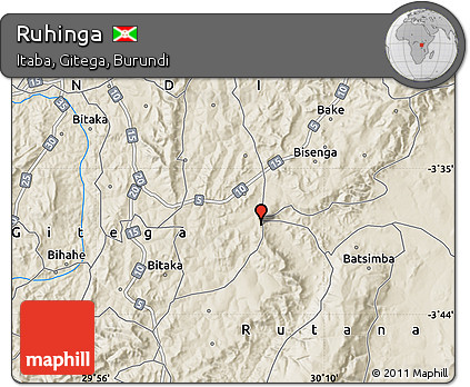 Shaded Relief Map of Ruhinga
