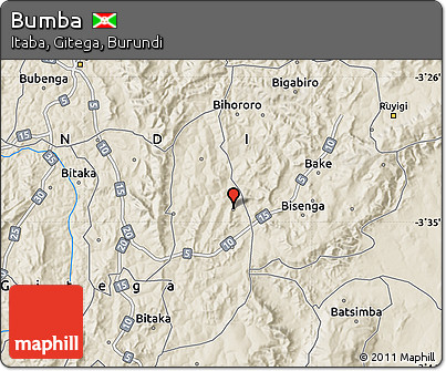 Shaded Relief Map of Bumba