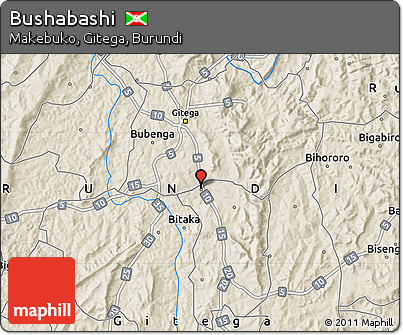 Shaded Relief Map of Bushabashi