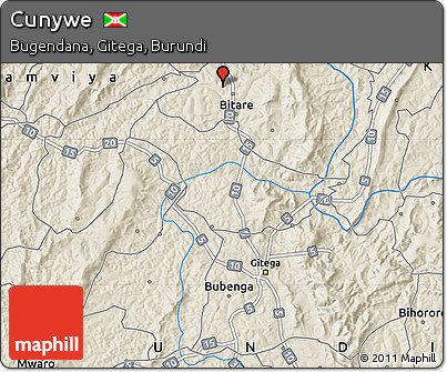 Shaded Relief Map of Cunywe