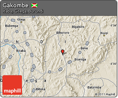 Shaded Relief Map of Gakombe