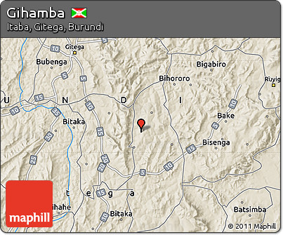 Shaded Relief Map of Gihamba