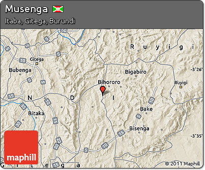 Shaded Relief Map of Musenga