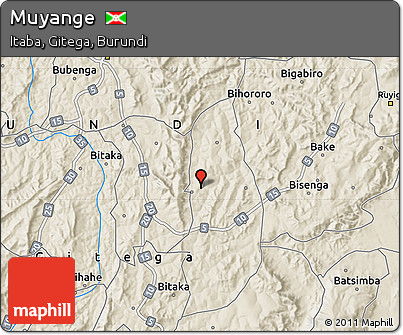 Shaded Relief Map of Muyange