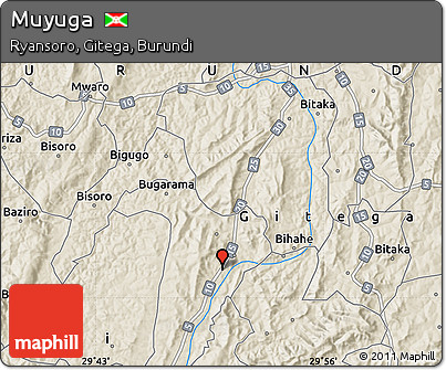 Shaded Relief Map of Muyuga