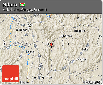 Shaded Relief Map of Ndaro
